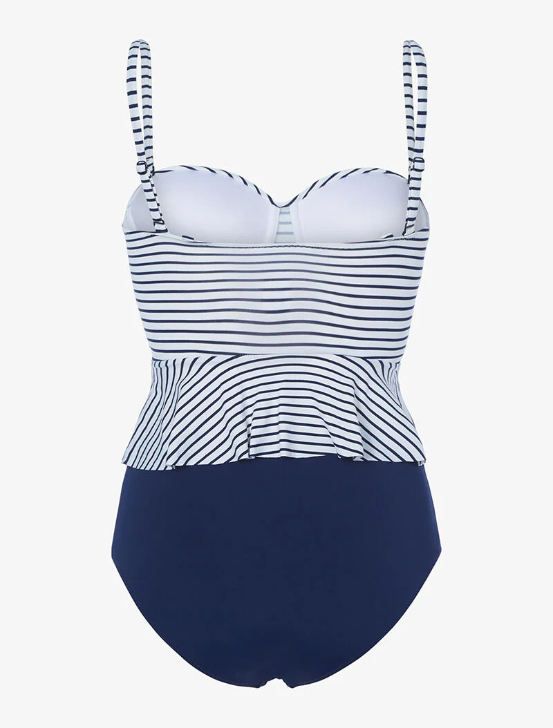 Tankini peplum marinestreep - wit - Image 2