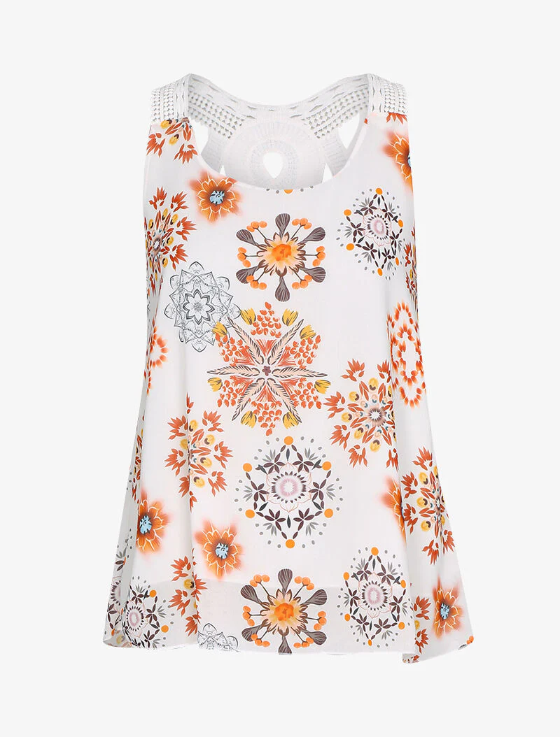 Tanktop met prints en gehaakte rug - wit - Image 2