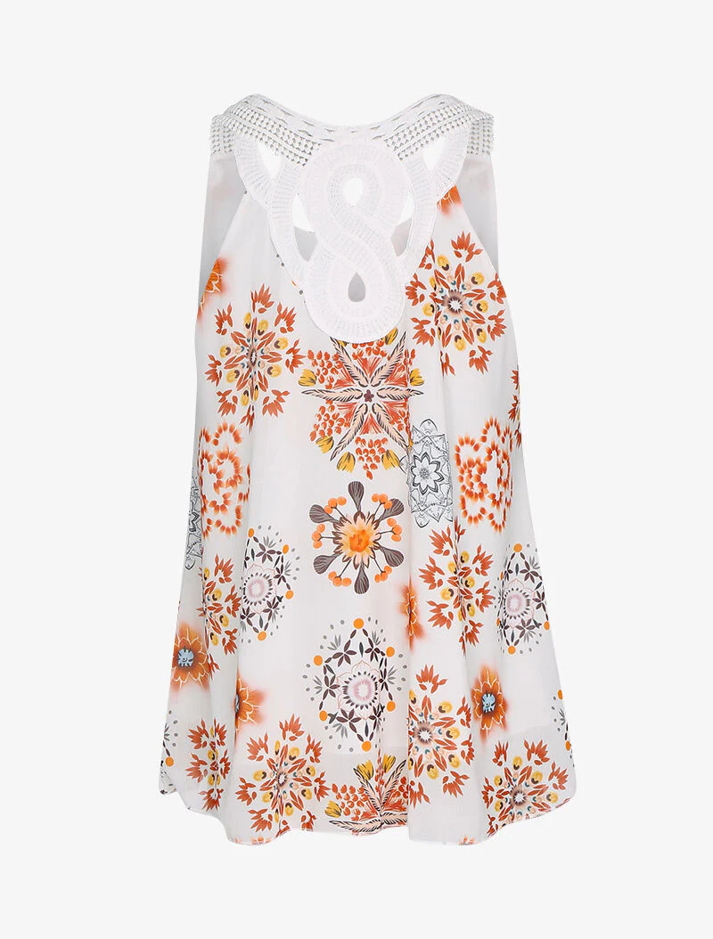 Tanktop met prints en gehaakte rug - wit - Image 3