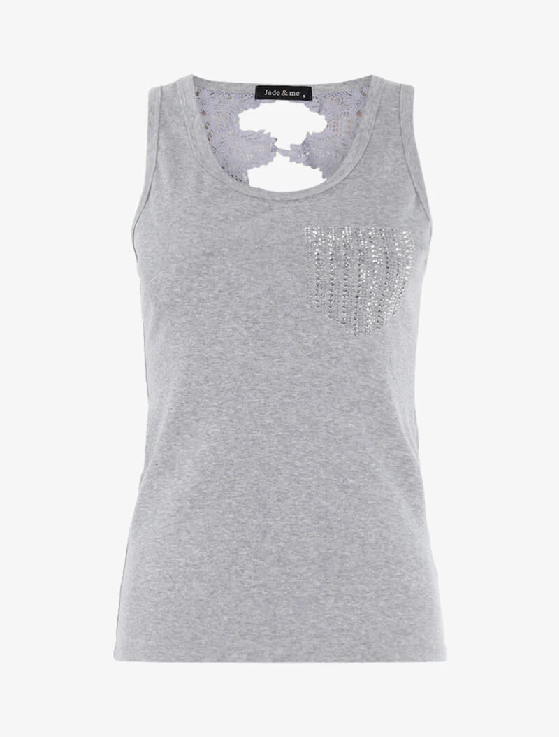Tanktop met strass in de vorm van een zak - gemêleerd grijs