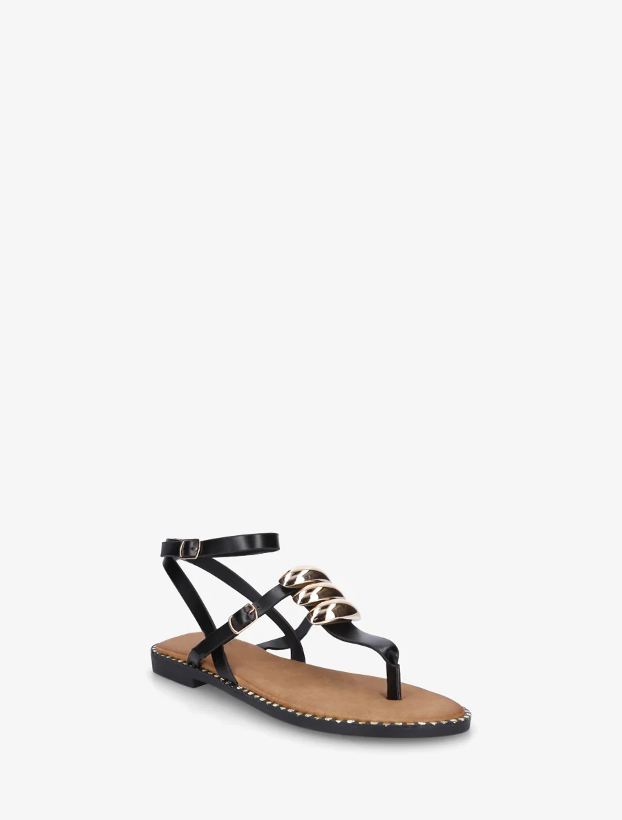 Teenslippers met metalen sieraden - Zwart - Image 2