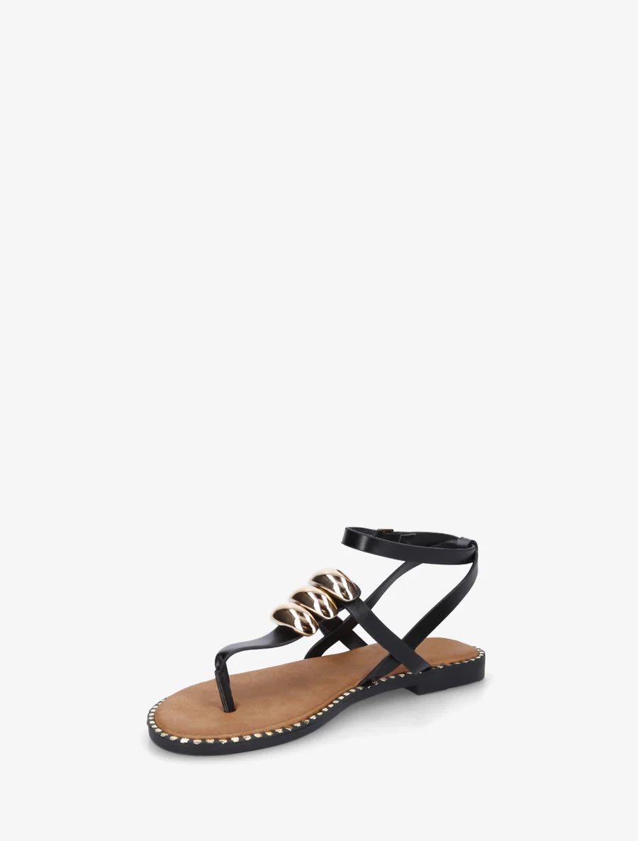 Teenslippers met metalen sieraden - Zwart - Image 3