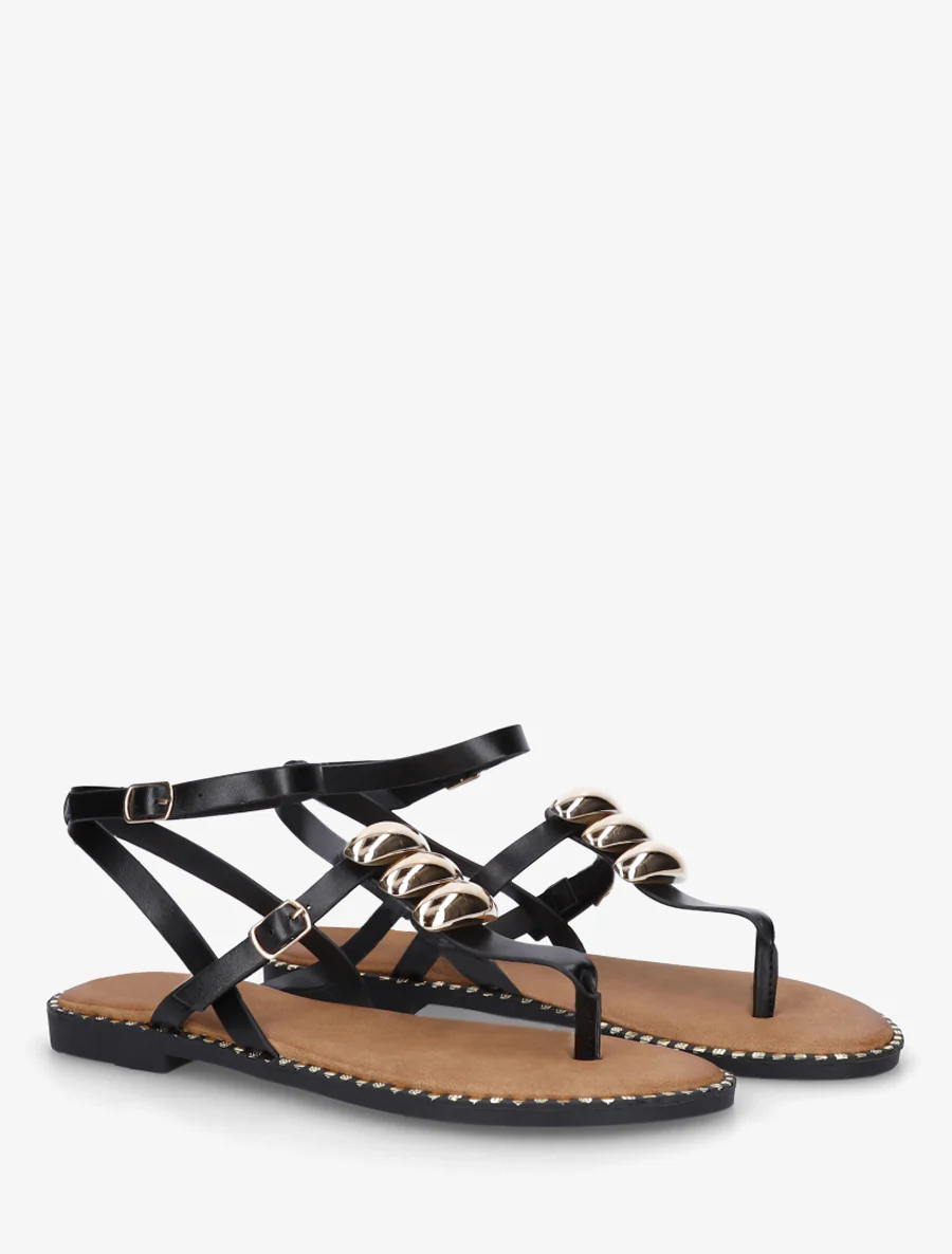 Teenslippers met metalen sieraden - Zwart - Image 4