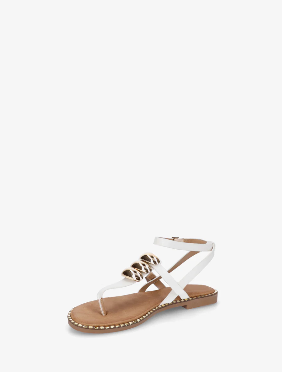 Teenslippers met metalen sieraden - Wit - Image 3