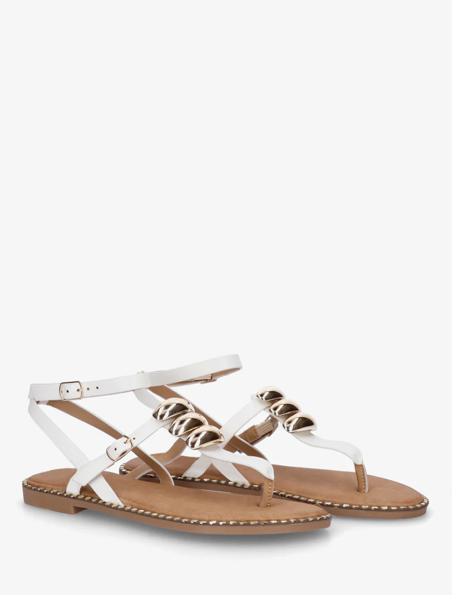 Teenslippers met metalen sieraden - Wit - Image 4