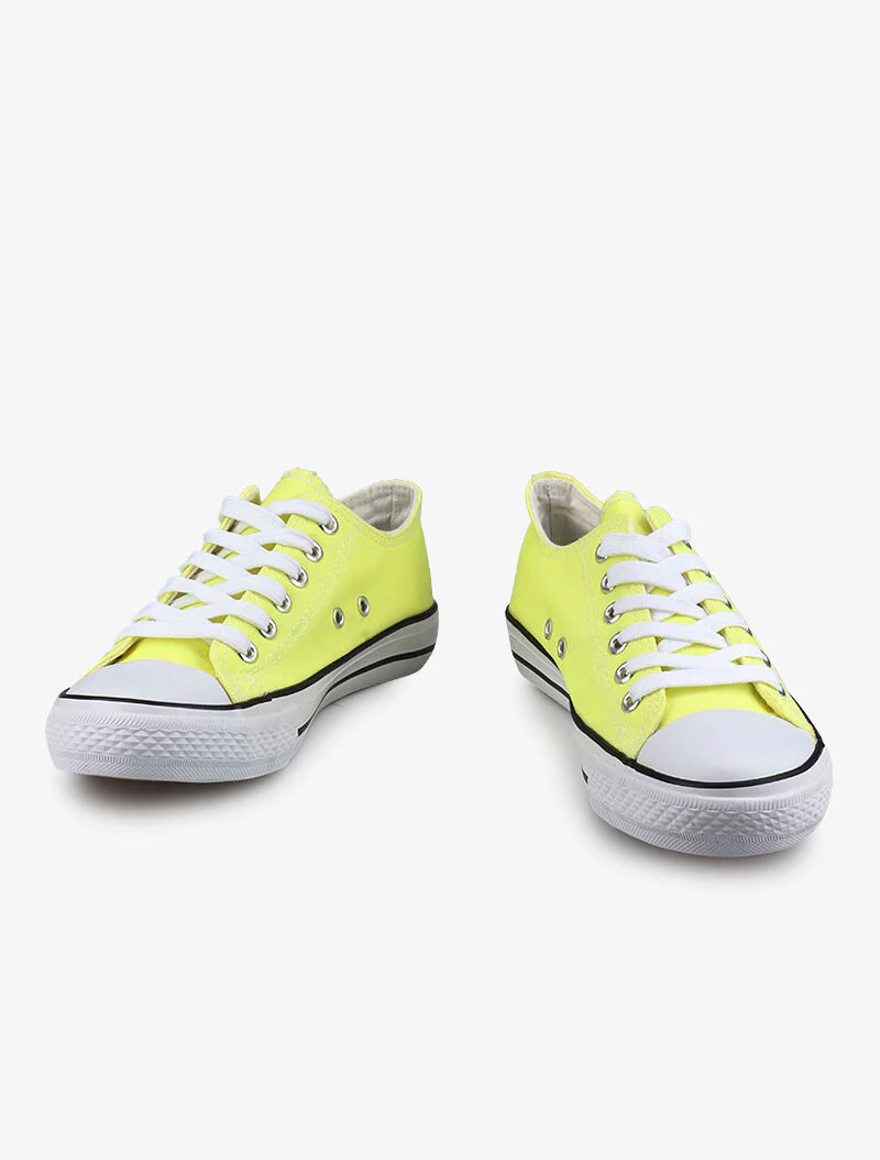 Basis tennisschoenen met platte zool - geel