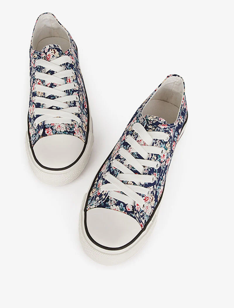 Tennis lage schoenen met bloemenprint - marineblauw