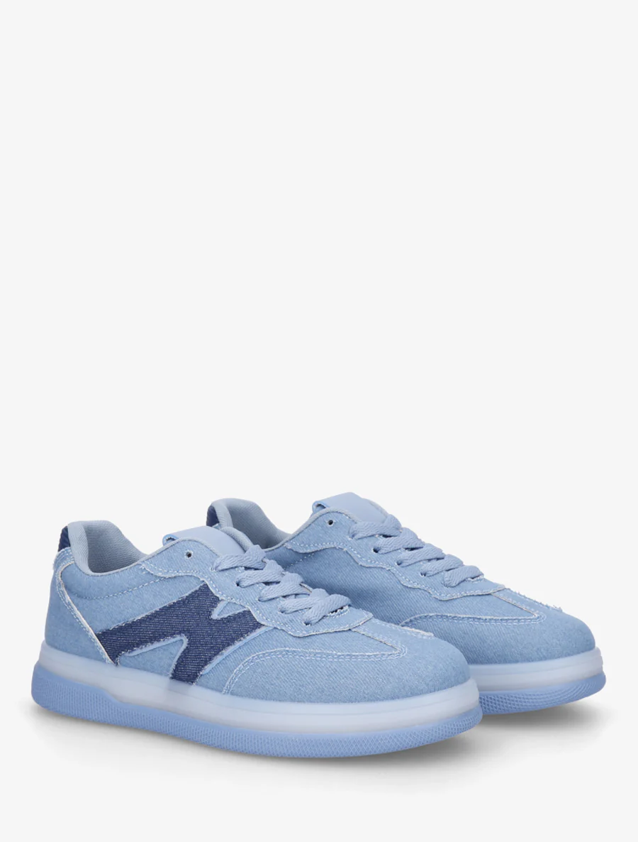 Tennis met grafisch inzetstuk in denim - Blauwe denim - Image 4