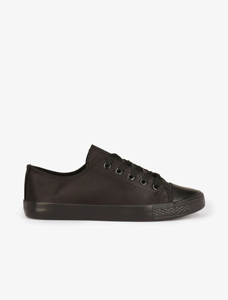 Satijnen tennisschoenen - zwart - Image 2