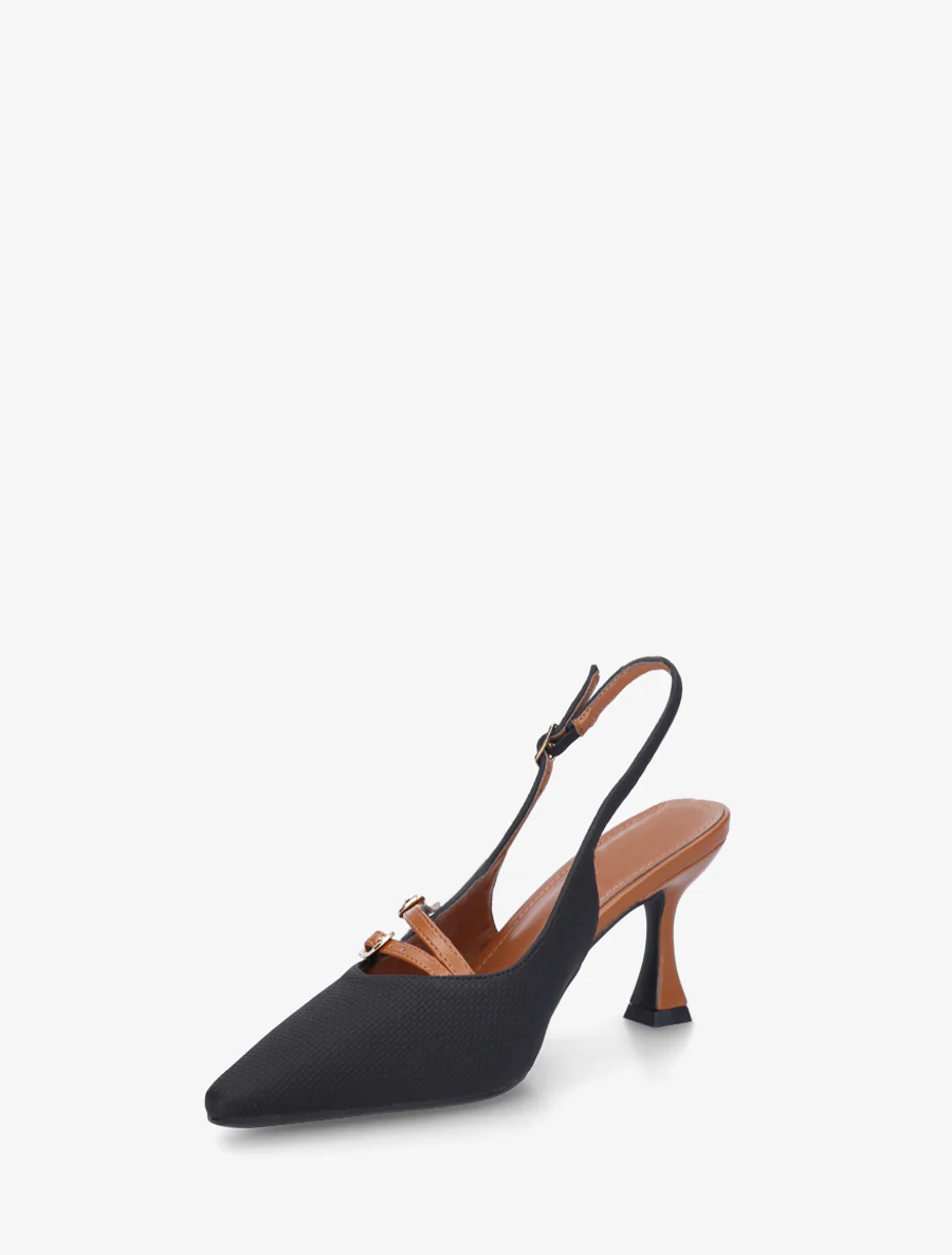 Textuureffect pumps met hak - Zwart - Image 3