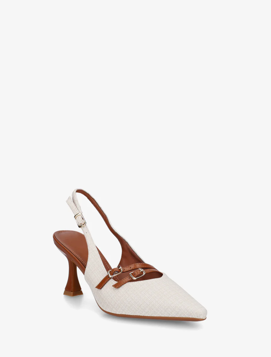 Textuureffect pumps met hak - Wit - Image 2