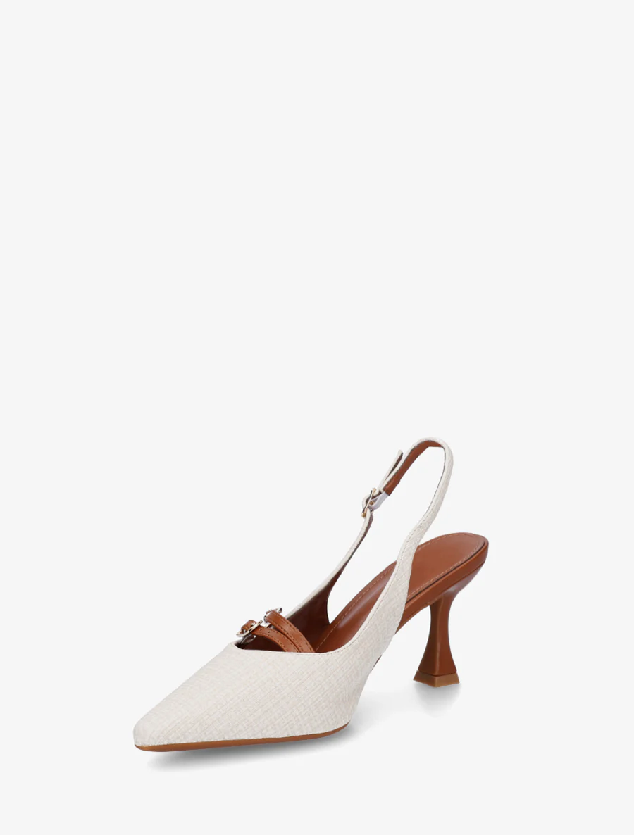 Textuureffect pumps met hak - Wit - Image 3