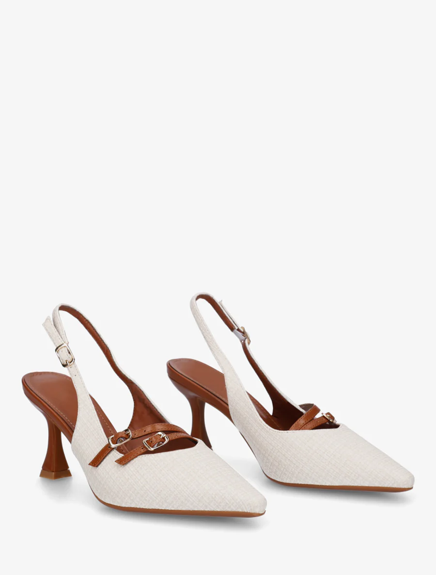 Textuureffect pumps met hak - Wit - Image 4