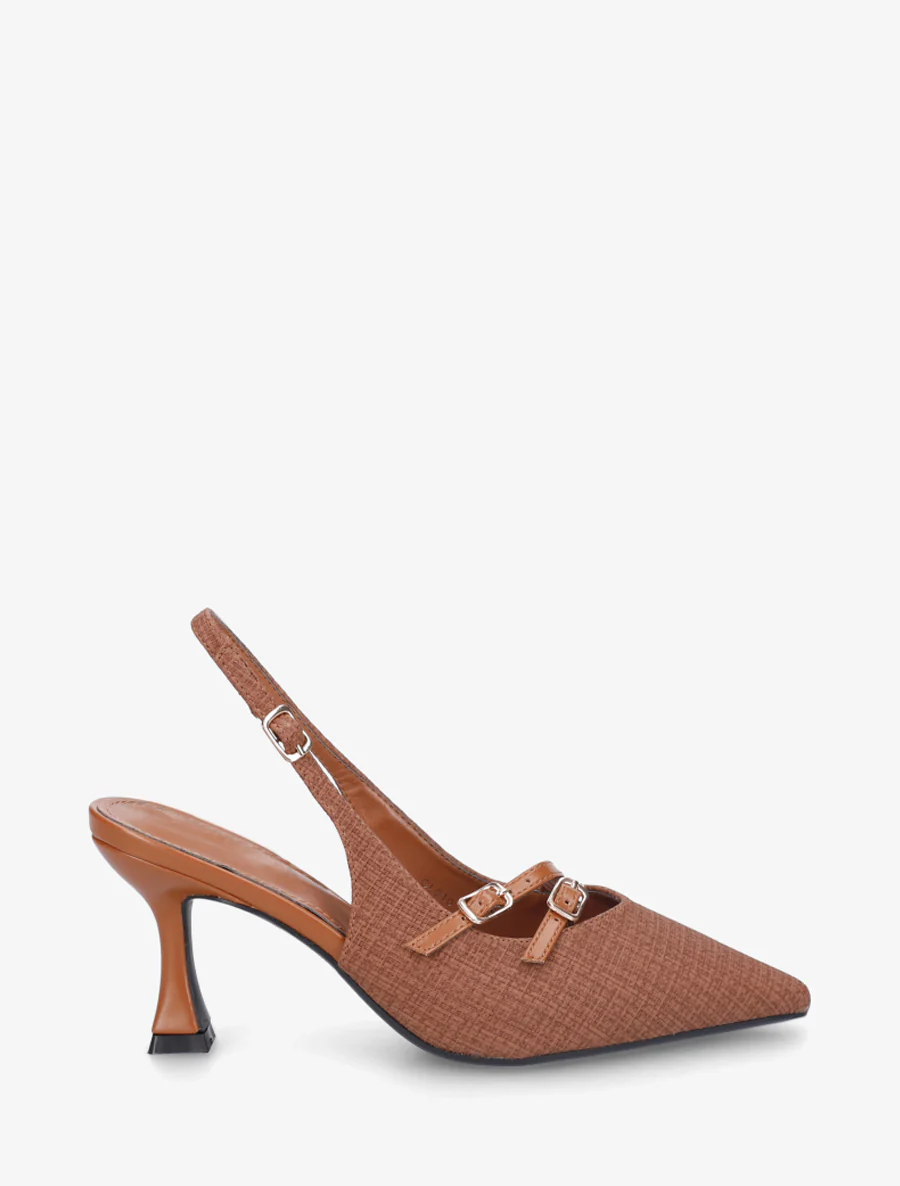 Textuureffect pumps met hak - Bruin
