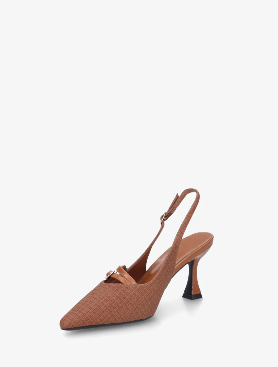 Textuureffect pumps met hak - Bruin - Image 3