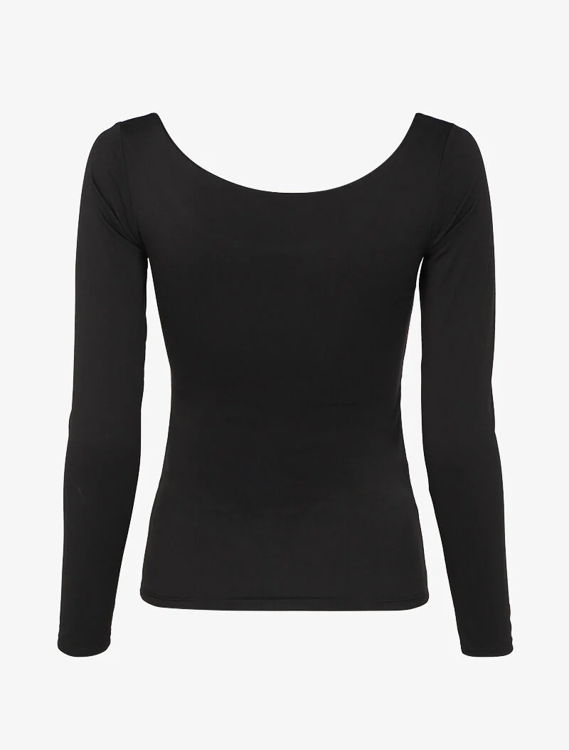 Basic top met lange mouwen en ronde hals - Zwart - Image 3