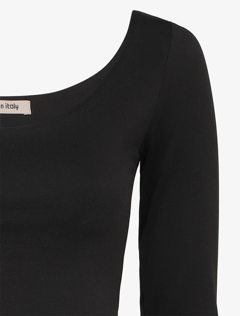 Basic top met lange mouwen en ronde hals - Zwart - Image 4