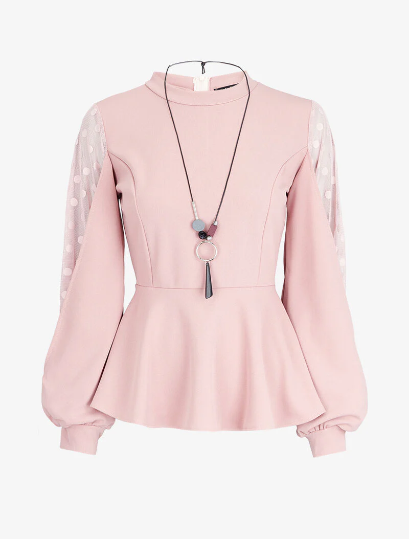 Top bi stof met volant - Roze