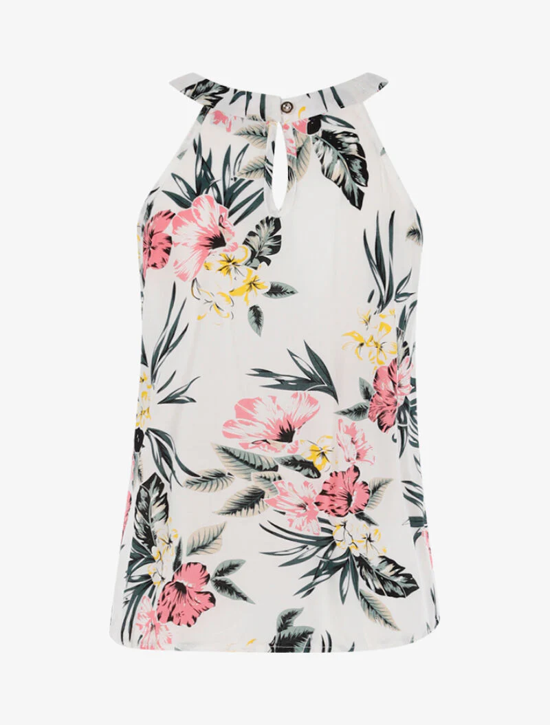 Bloemen top met Amerikaanse kraag - wit - Image 2