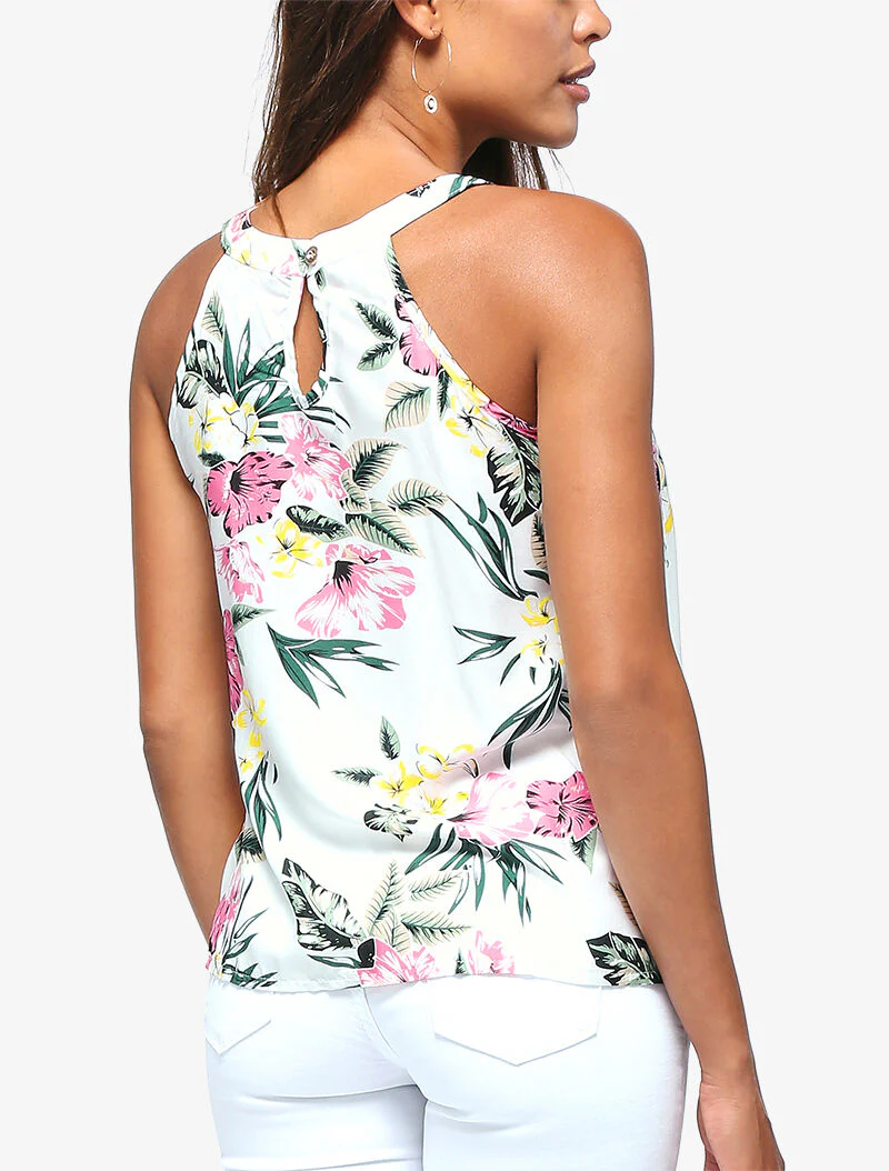Bloemen top met Amerikaanse kraag - wit - Image 4