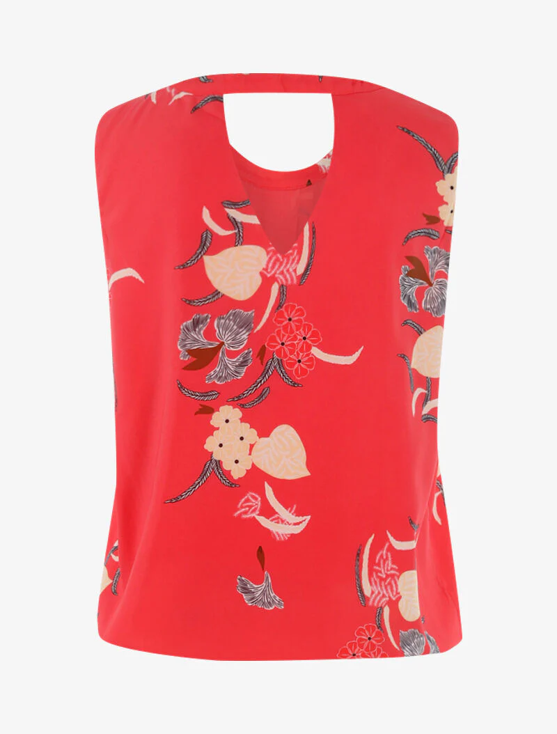 Top met bloemenprint - koraal - Image 2