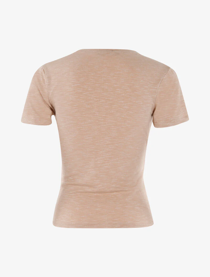Top met strass op de schouders - beige - Image 2