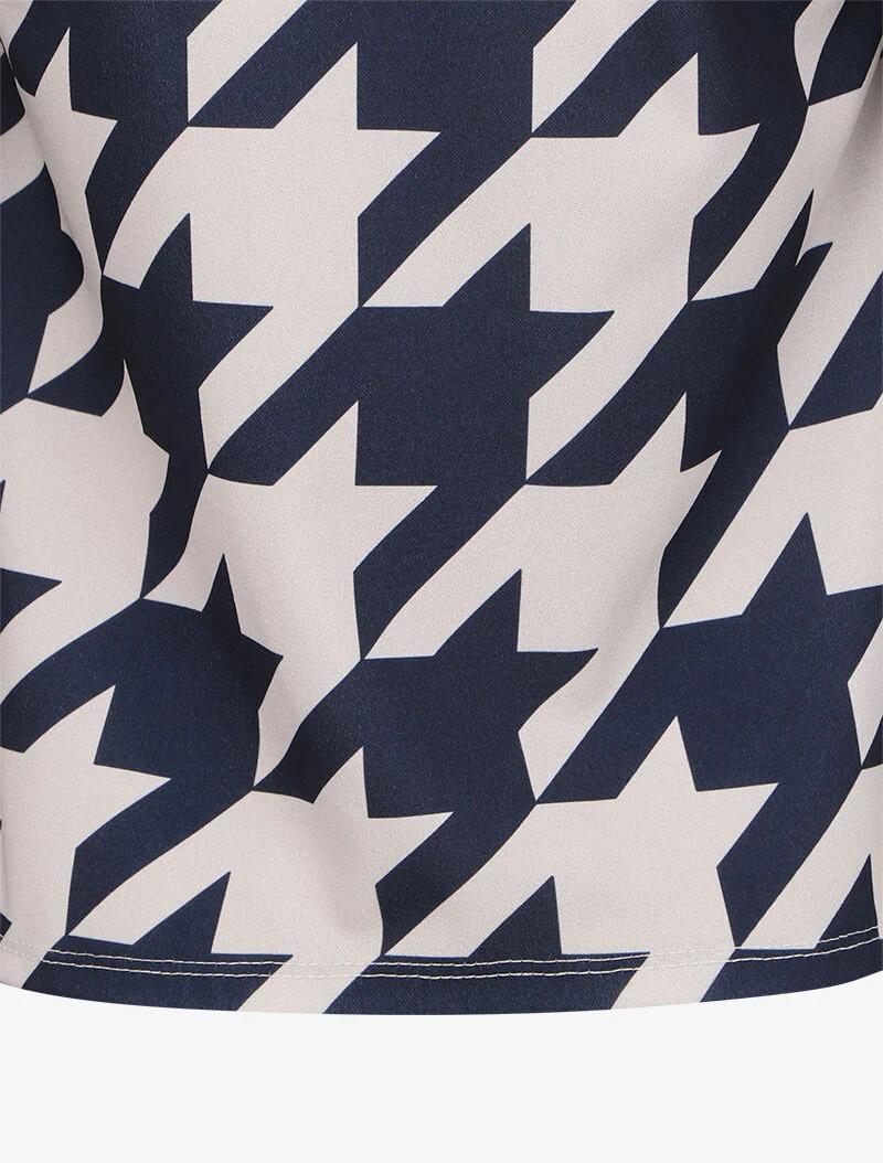 Top met lavallièrekraag met pied-de-poule print - Blauw - Image 3