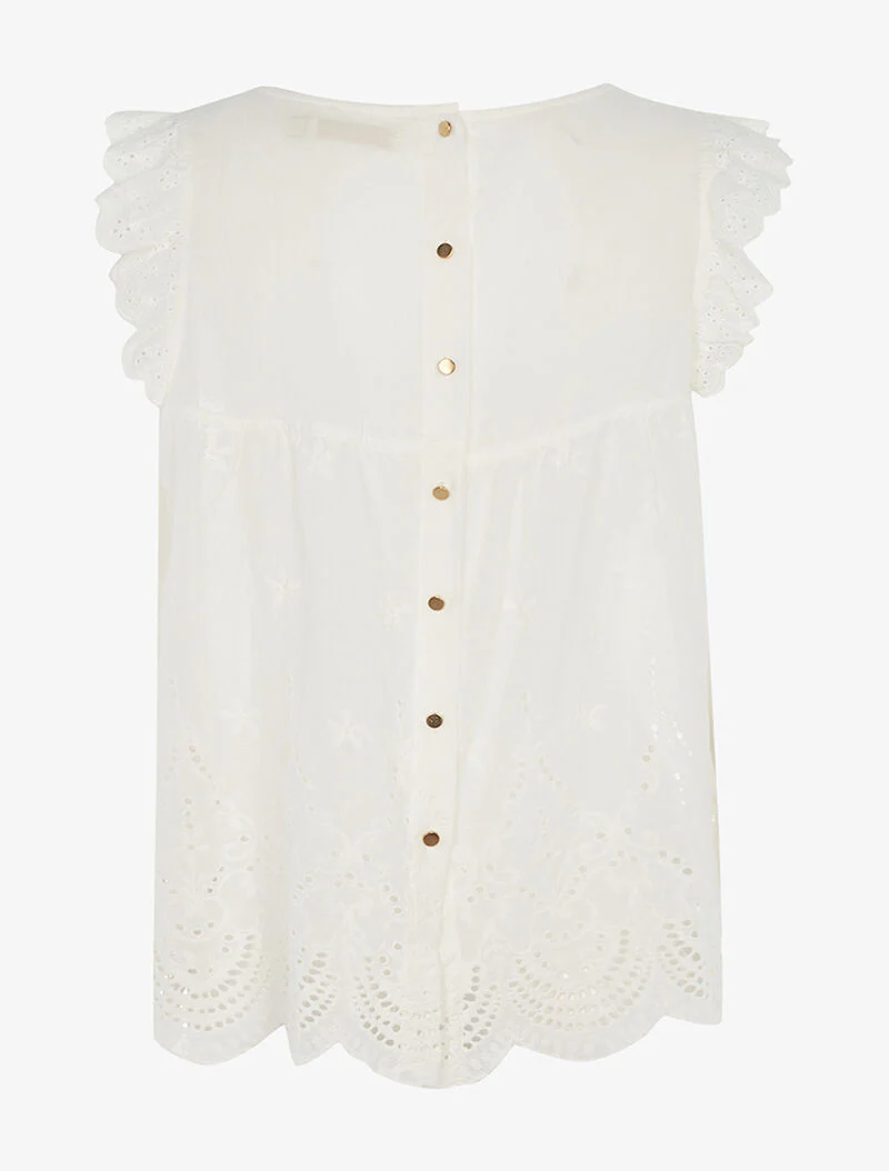 Katoenen top met haakdetails - ecru - Image 2