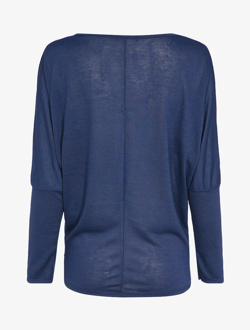 Top dolman mouwen met verenmotief - Marine - Image 3