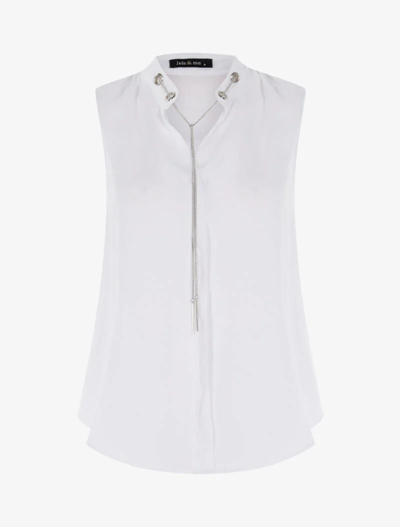 Top met kettingkraag - wit