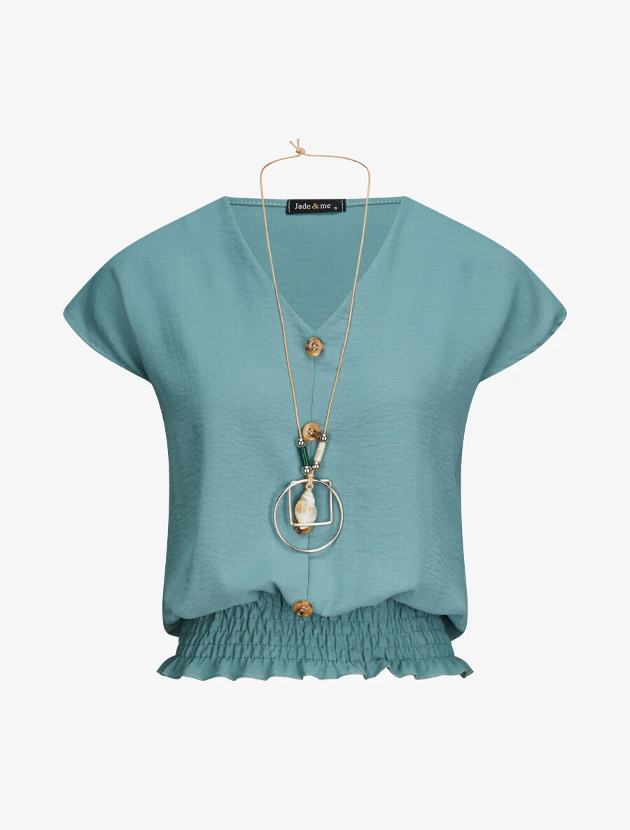 Elastische top met ketting - Watergroen