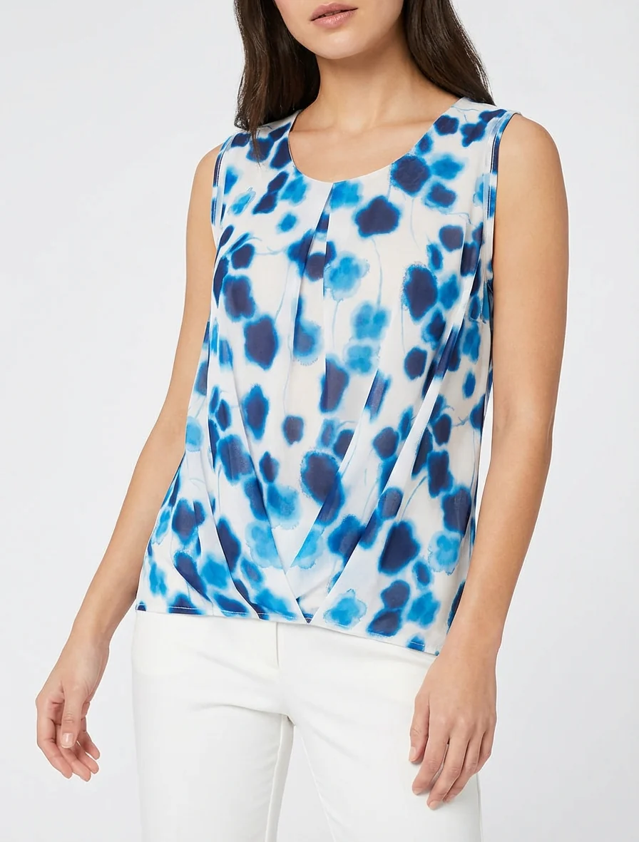 Top in bedrukt vlekkenpatroon - Blauw - Image 4