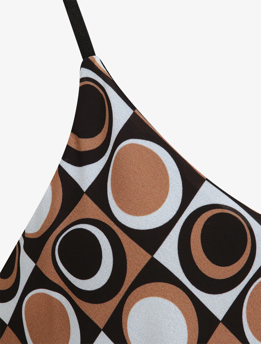 Top met gevlochten bandjes en mozaïekprint - Camel - Image 3