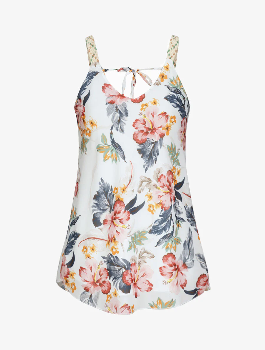 Top met gevlochten bandjes en bloemenprint - Roze
