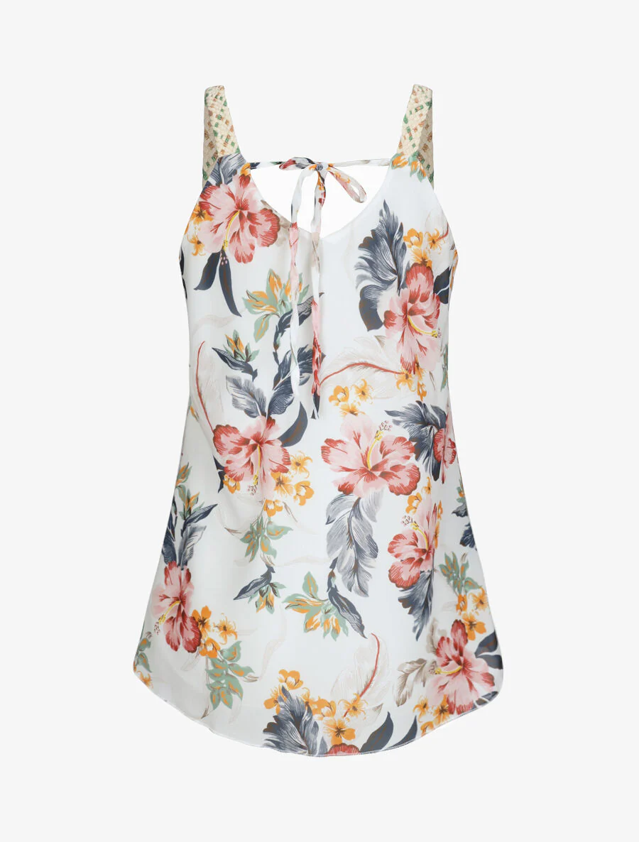Top met gevlochten bandjes en bloemenprint - Roze - Image 2