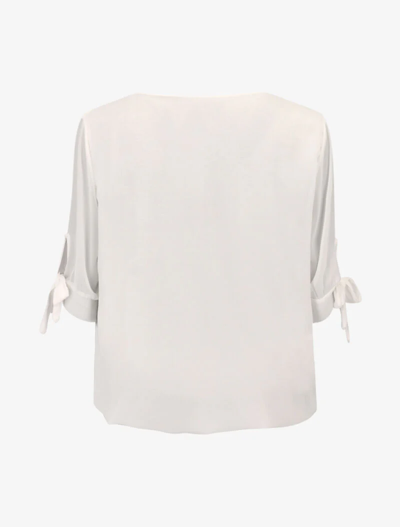 Top in voile met kettingdetail - ecru - Image 2