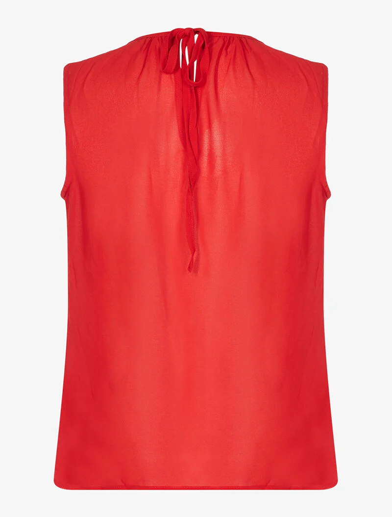 Top in voile met parelkraag - rood - Image 2