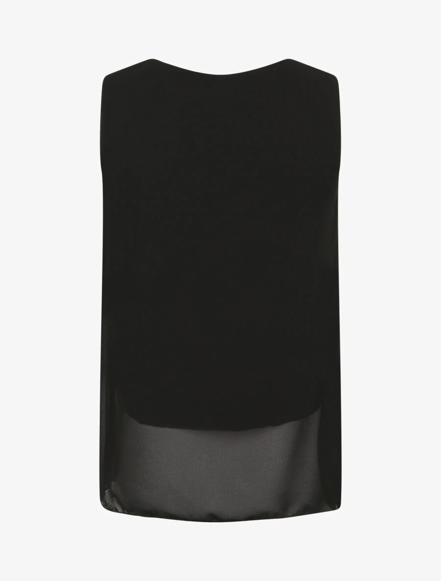 Top in voile met juweelkraag - Zwart - Image 2