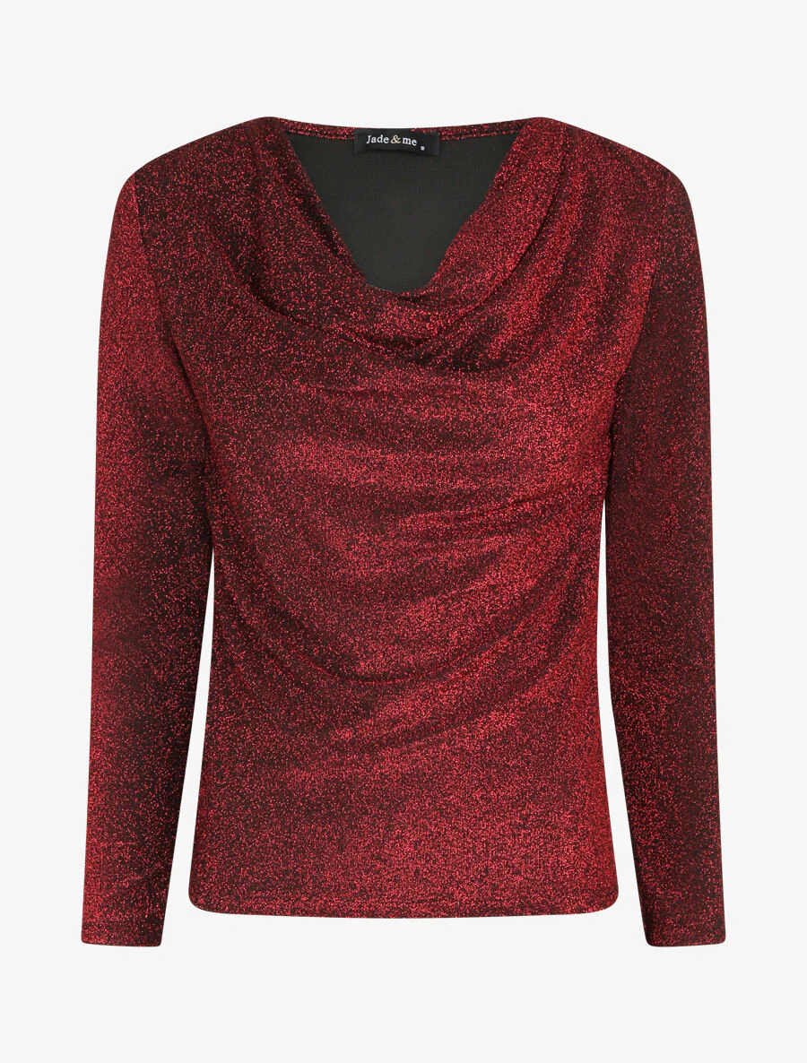 Irise top met watervalhals - Rood