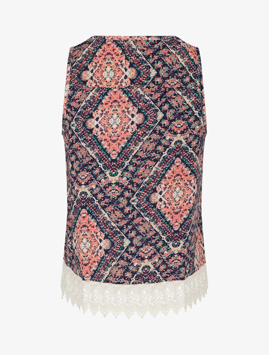 Top met kanten boordprint - Roze - Image 2