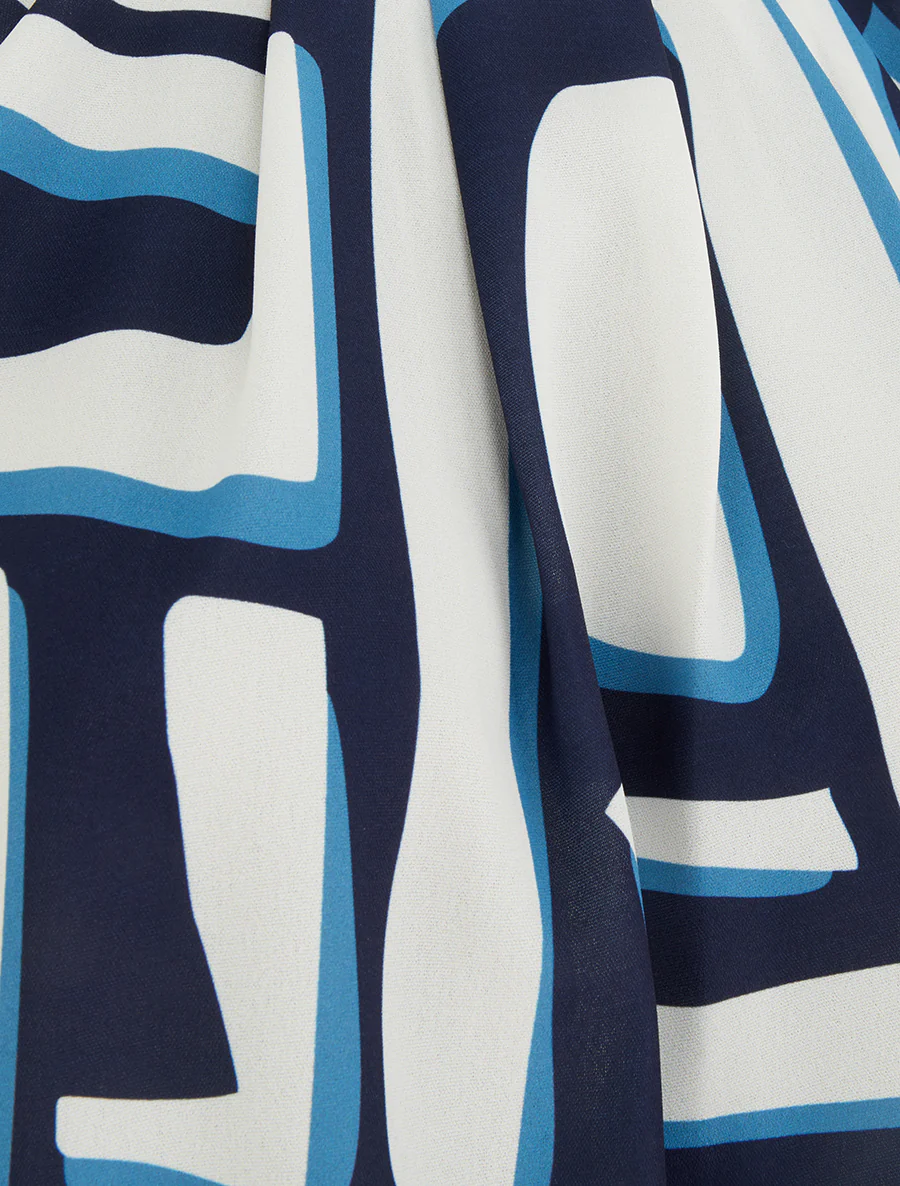 Top met Amerikaanse kraag en abstracte print. - Marine - Image 3