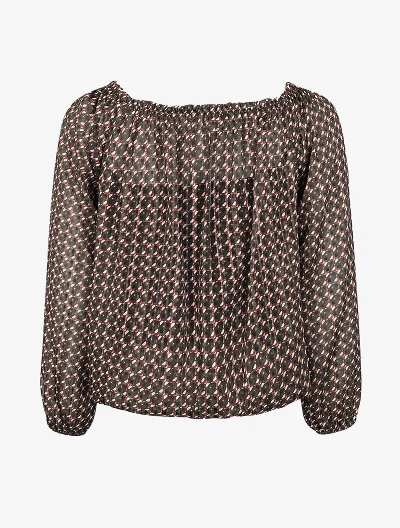 Off-shoulder top met print - Kaki - Image 2