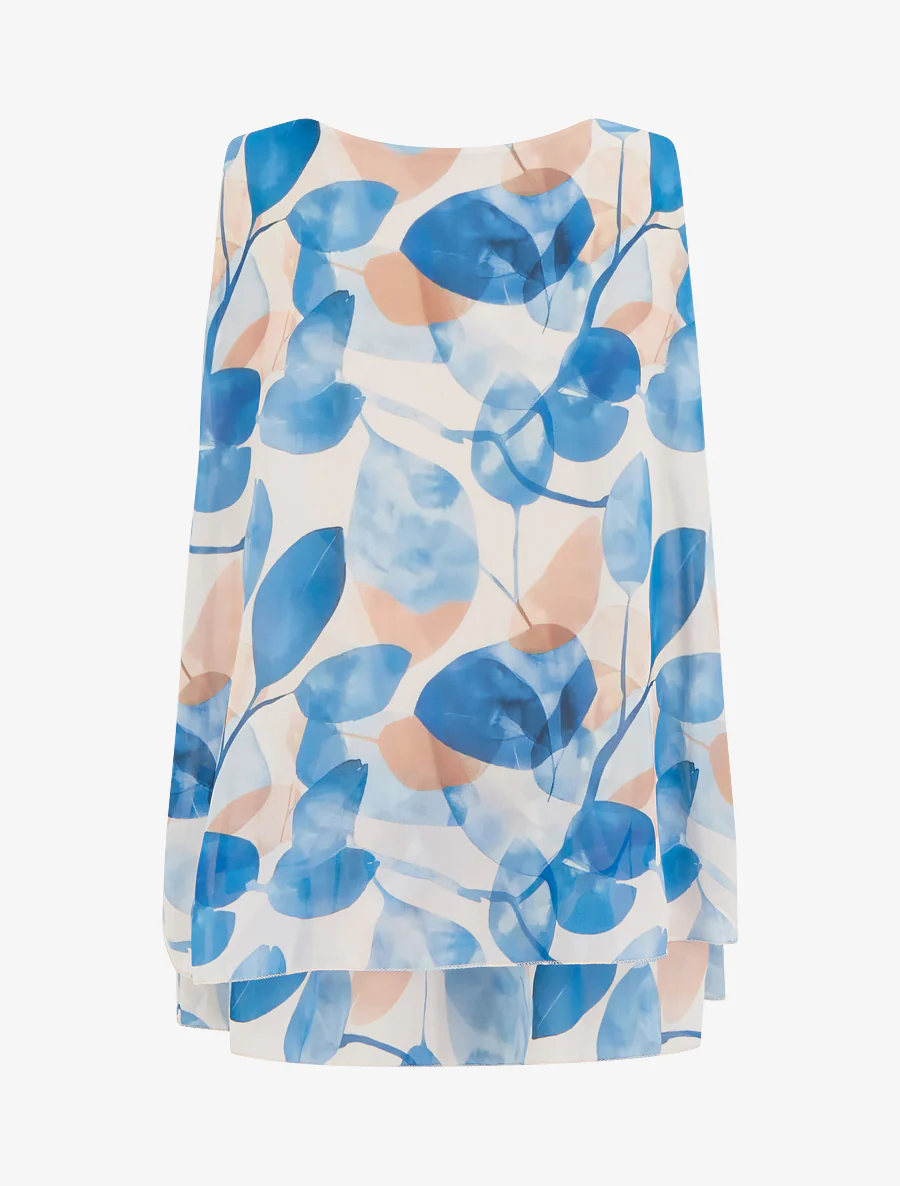 Top met bladrint en ruchesranden - Blauw - Image 2