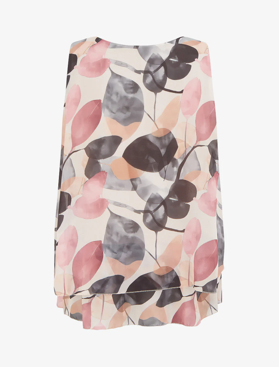 Top met bladrint en ruchesranden - Zwart - Image 2