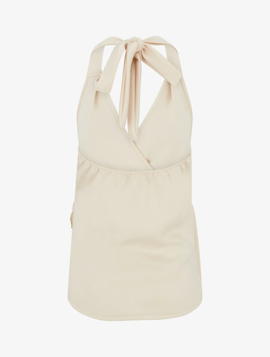 Top met blote rug en sierstuk. - Beige - Image 2