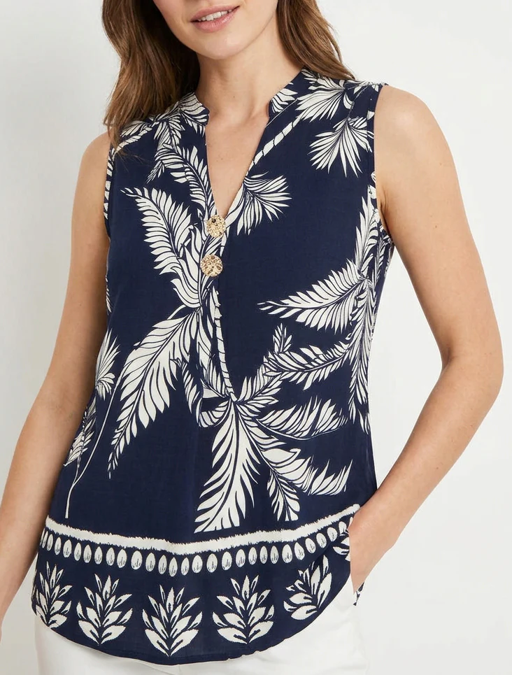 Top met decoratieve knopenprint - Marine - Image 4