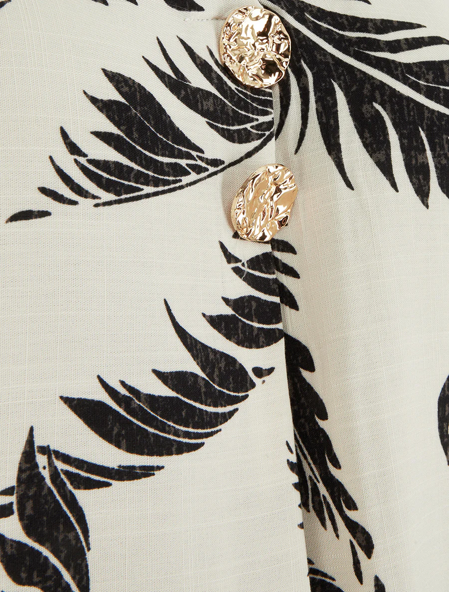Top met decoratieve knopenprint - Beige - Image 3