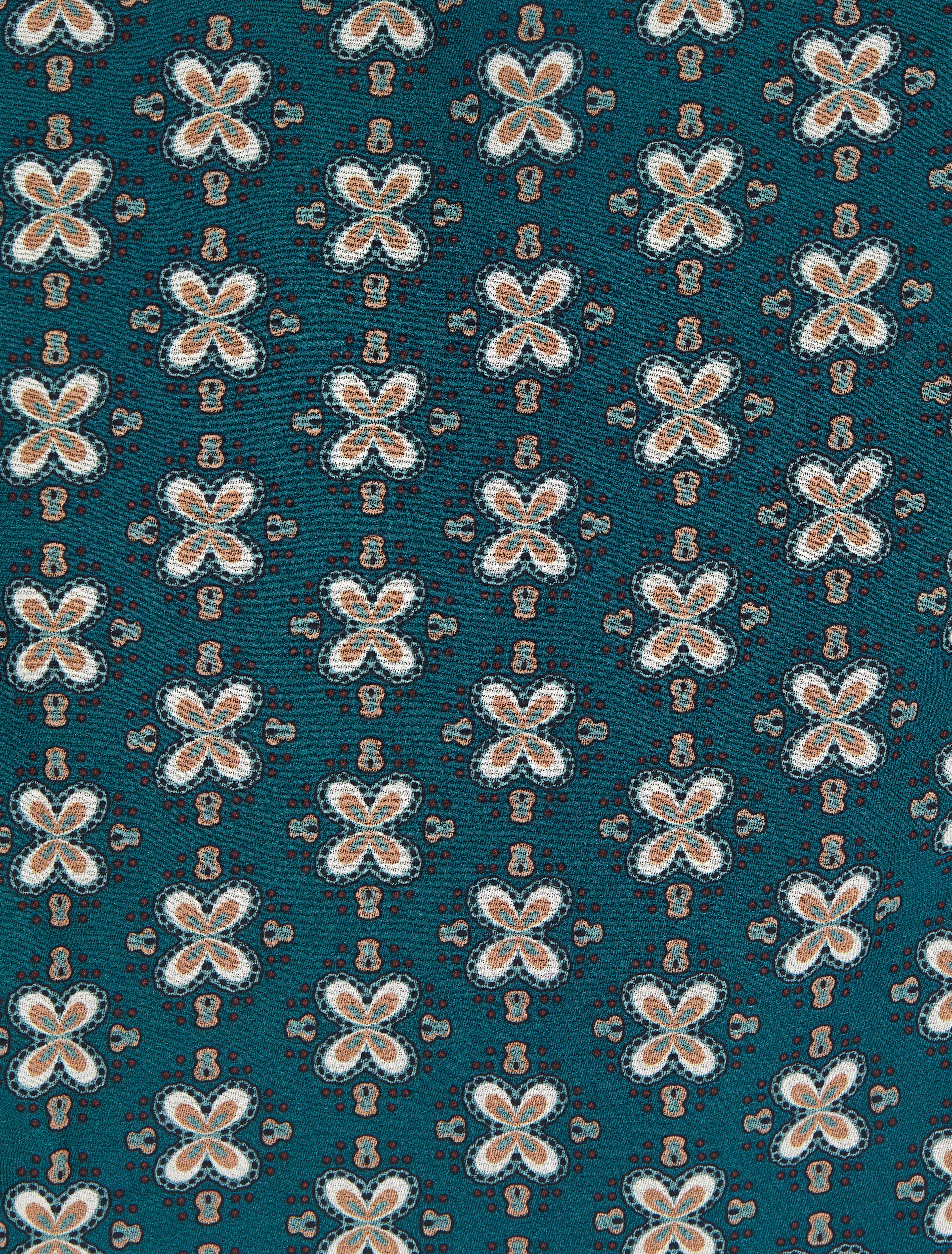 Top met dubbele print en ruches op de schouders - Blauwgroen - Image 4
