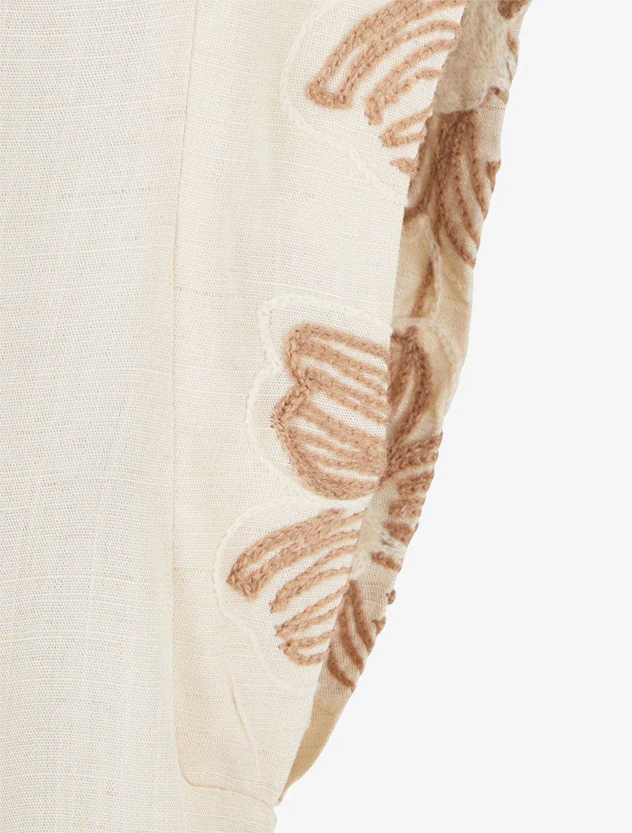 Top met geborduurde mouwtjes. - Beige - Image 3