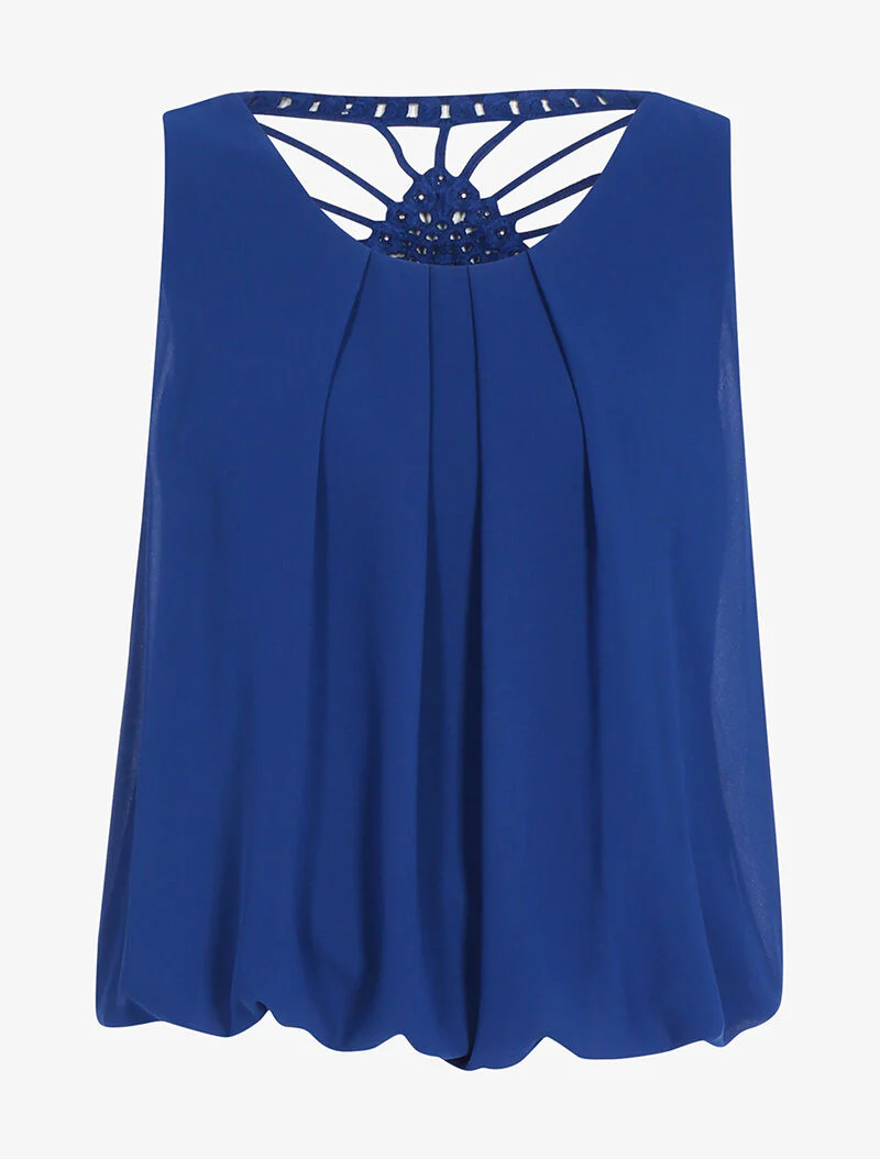 Geborduurd rugtopje - blauw
